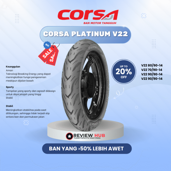 Ban Motor Corsa Platinum V22 Tubeless ALL Ukuran