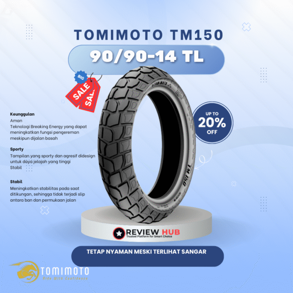 Ban Motor Tomi Moto TM150 Tubeless Semua Ukuran | Grip Kuat & Aman